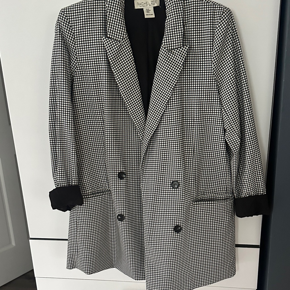 Rachel Zoe Monochrome Houndstooth Trench Coat